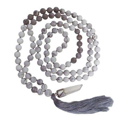 White Howlite & Map Stone Prayer Beads