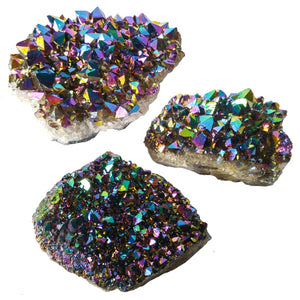 Rainbow Titanium Amethyst Clusters